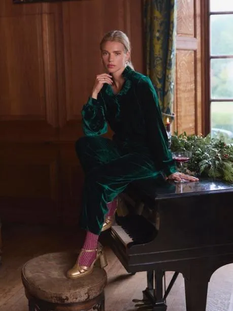 Shirts and Blouses Women Joules Green Velvet Blouse