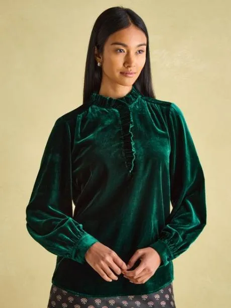 Shirts and Blouses Women Joules Green Velvet Blouse