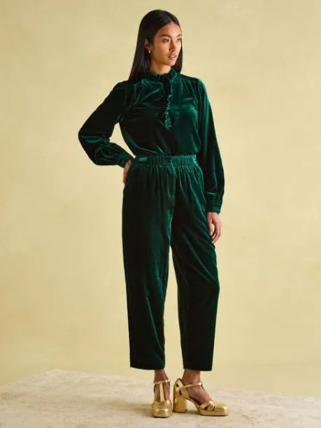 Shirts and Blouses Women Joules Green Velvet Blouse