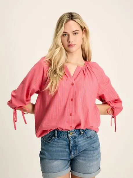 Shirts and Blouses Women Joules RedBlue Tie Cuff Blouse