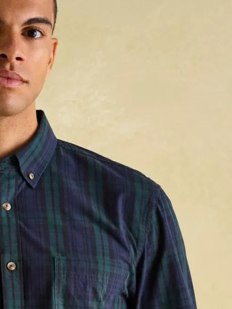 Shirts Men Joules Navy Blue Checked Cotton Poplin Shirt