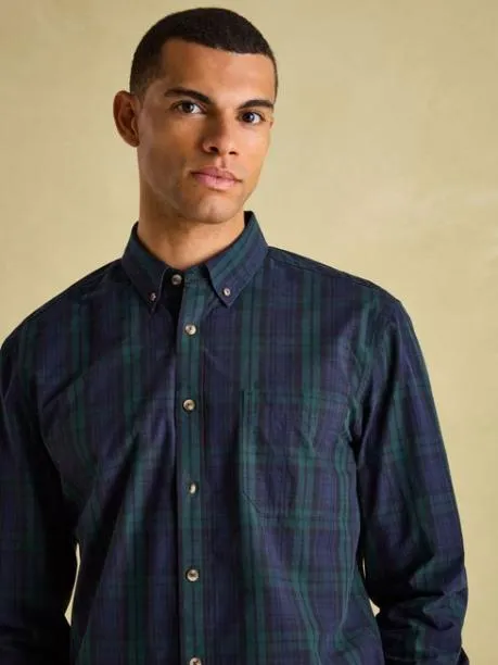 Shirts Men Joules Navy Blue Checked Cotton Poplin Shirt