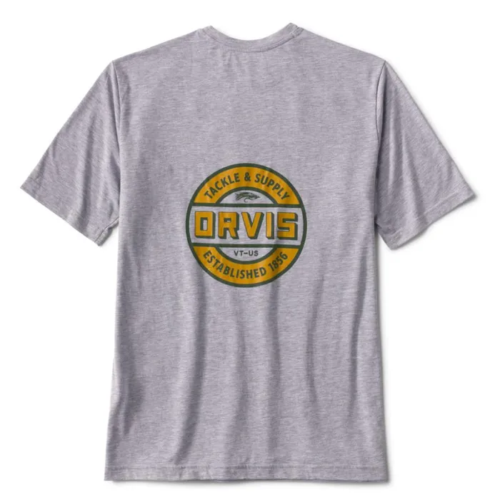 Shirts Men Orvis Drirelease ShortSleeved Logo TShirt Light Grey Heather