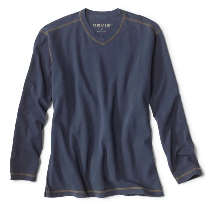Shirts Men Orvis Montana Morning High VNeck LongSleeved TShirt Evergreen