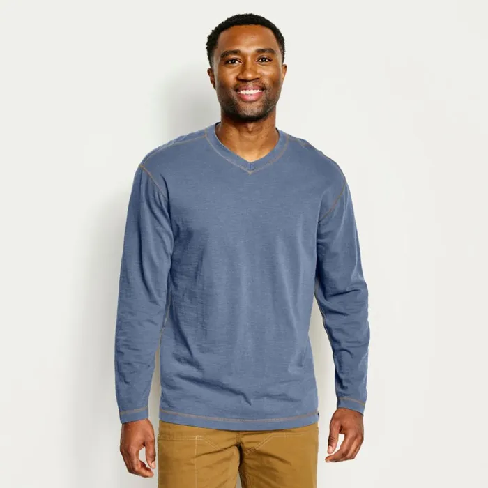 Shirts Men Orvis Montana Morning High VNeck LongSleeved TShirt Evergreen