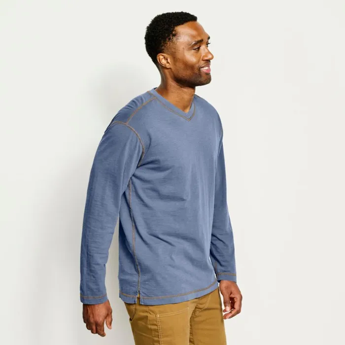 Shirts Men Orvis Montana Morning High VNeck LongSleeved TShirt Evergreen