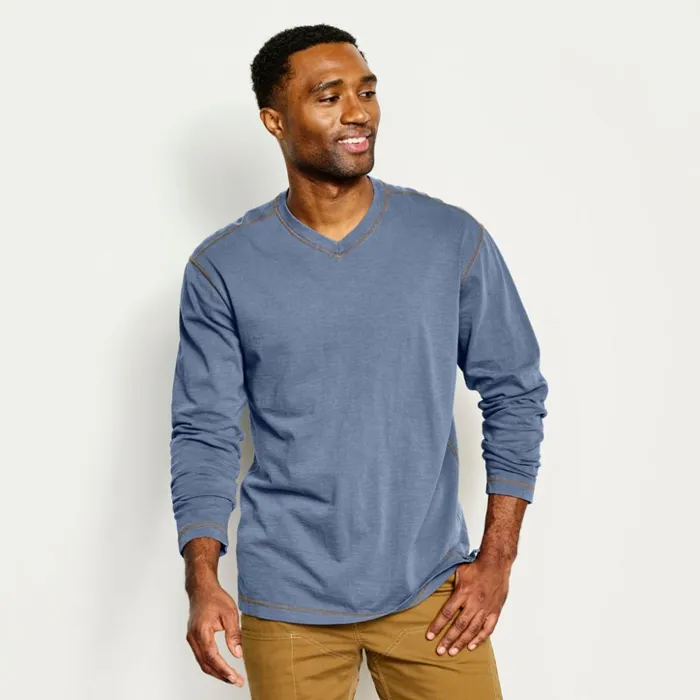 Shirts Men Orvis Montana Morning High VNeck LongSleeved TShirt Evergreen