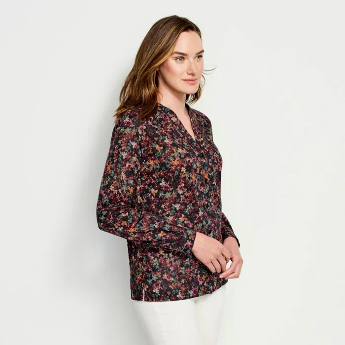 Shirts Women Orvis Wander LongSleeved Printed Shirt Autumn Watercolor Ditsy