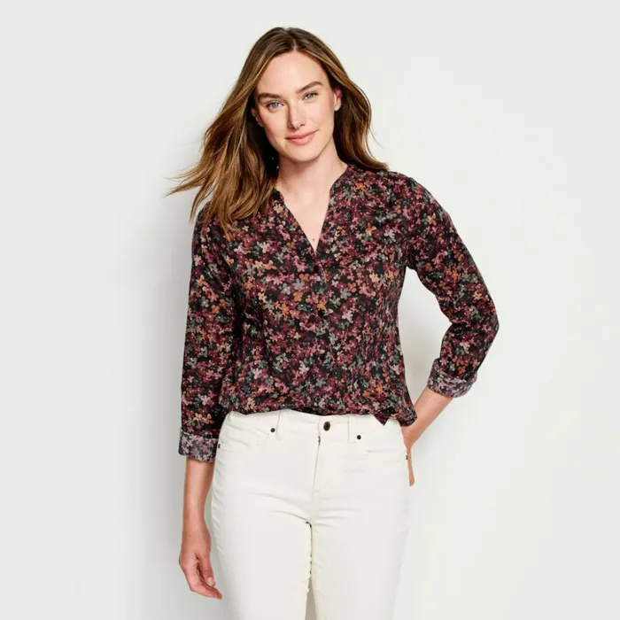Shirts Women Orvis Wander LongSleeved Printed Shirt Autumn Watercolor Ditsy