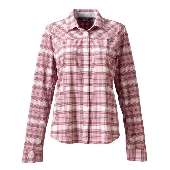 Shirts Women Orvis Womens PRO Stretch LongSleeved Shirt Lilac Plaid