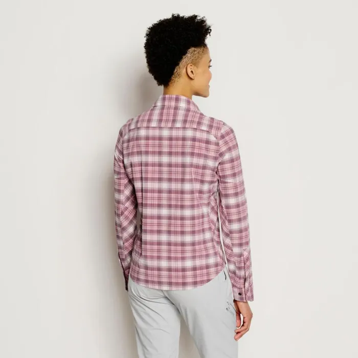 Shirts Women Orvis Womens PRO Stretch LongSleeved Shirt Lilac Plaid