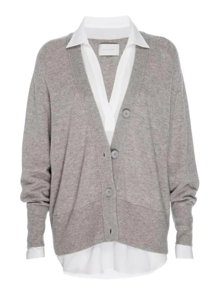 Shop Brochu Walker Cardigans The Callie Layered Looker Cardigan Light Chia Melange With White Underlayer