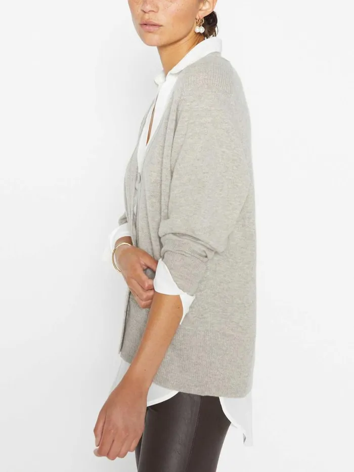 Shop Brochu Walker Cardigans The Callie Layered Looker Cardigan Light Chia Melange With White Underlayer