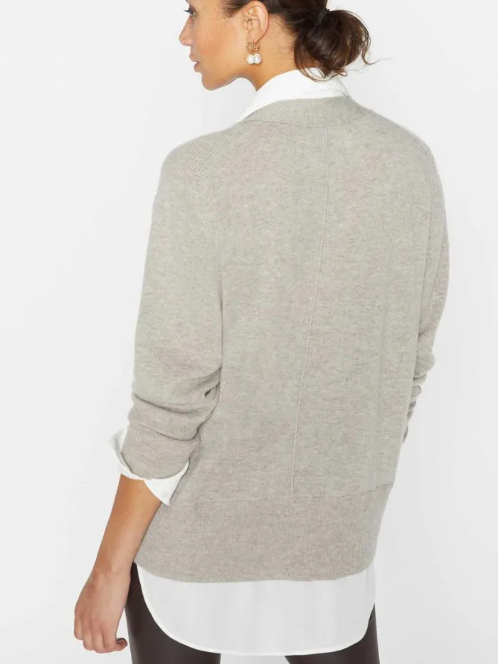 Shop Brochu Walker Cardigans The Callie Layered Looker Cardigan Light Chia Melange With White Underlayer
