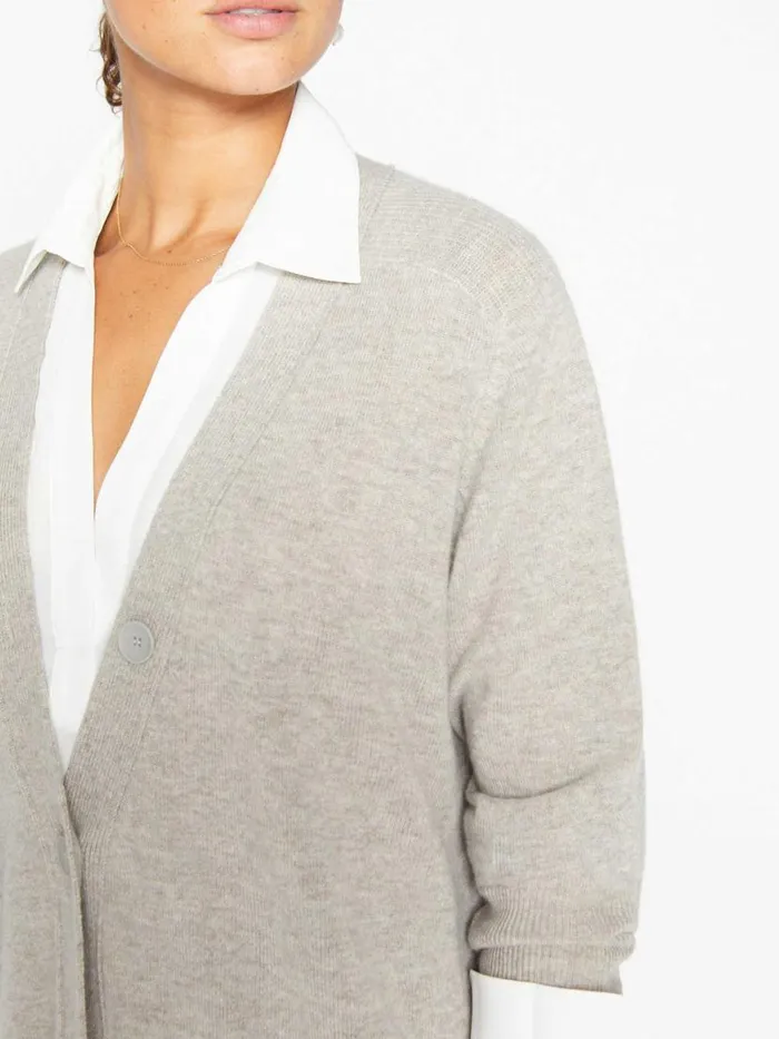 Shop Brochu Walker Cardigans The Callie Layered Looker Cardigan Light Chia Melange With White Underlayer