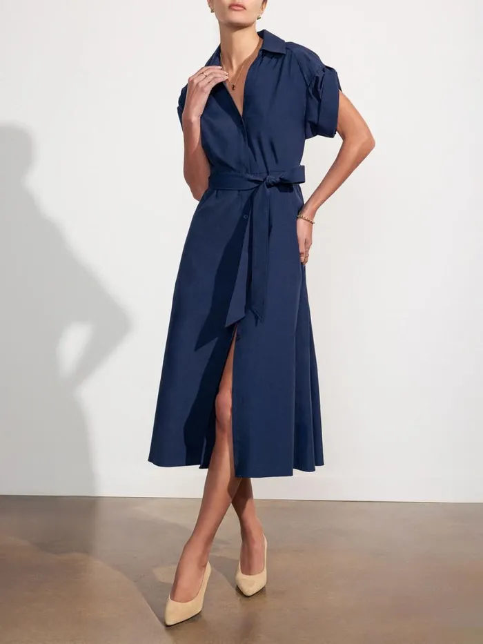 Shop Brochu Walker Dresses The Fia Belted Dress Navy