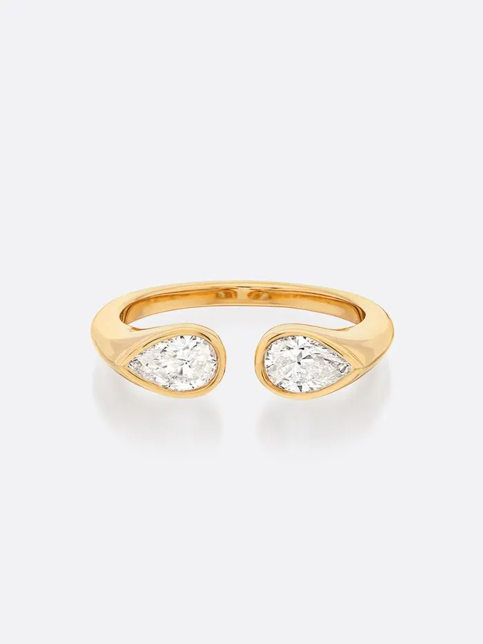Shop Brochu Walker Fine Jewelry Romance Pear Diamond Droplet Ring Yellow Gold With Diamonds