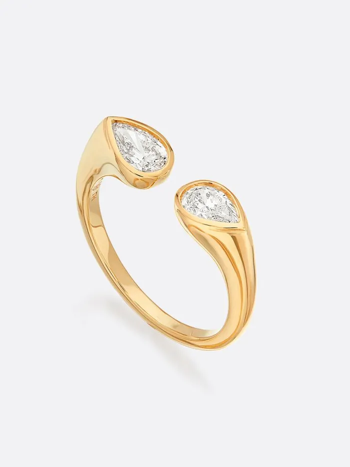 Shop Brochu Walker Fine Jewelry Romance Pear Diamond Droplet Ring Yellow Gold With Diamonds