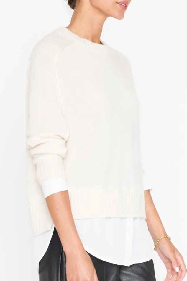 Shop Brochu Walker Looker Sweaters The Parson Crew Looker Almond With White Underlayer