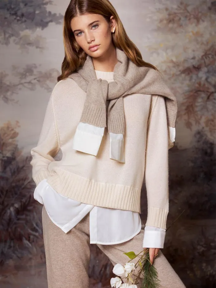 Shop Brochu Walker Looker Sweaters The Parson Crew Looker Almond With White Underlayer