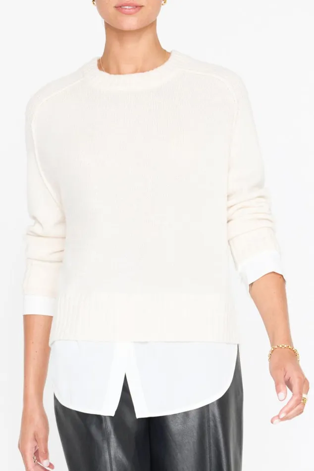 Shop Brochu Walker Looker Sweaters The Parson Crew Looker Almond With White Underlayer