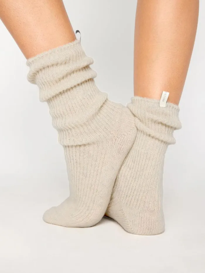Shop Brochu Walker Shoes The Ribbed Cashmere Socks Mist Melange