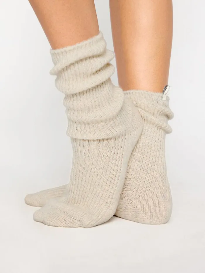 Shop Brochu Walker Shoes The Ribbed Cashmere Socks Mist Melange