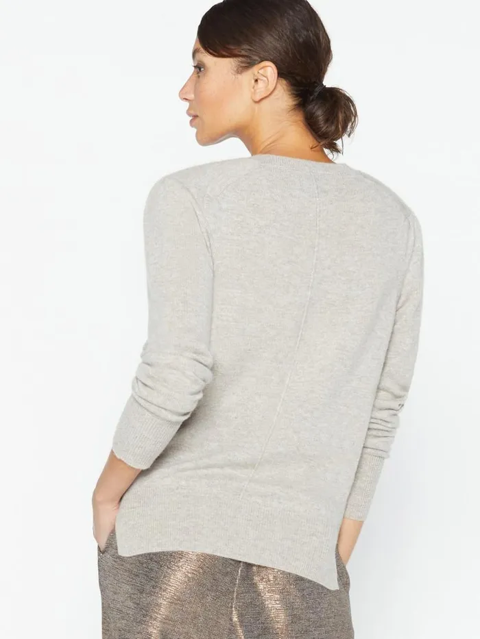 Shop Brochu Walker Sweaters The Marcella Lace Vee Looker Light Chia Melange With Ivory Lace