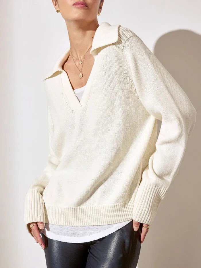 Shop Brochu Walker Sweaters The Rainer Layered Looker Tusk With White Underlayer