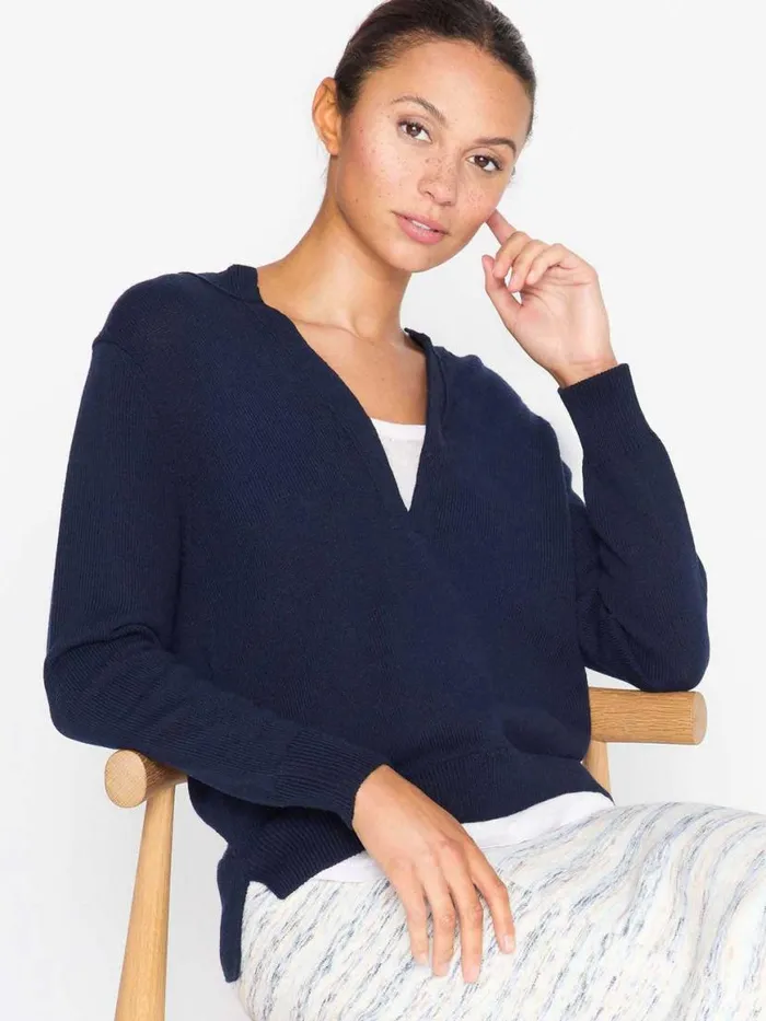 Shop Brochu Walker Sweaters The Roan Layered Henley Hale Navy With White