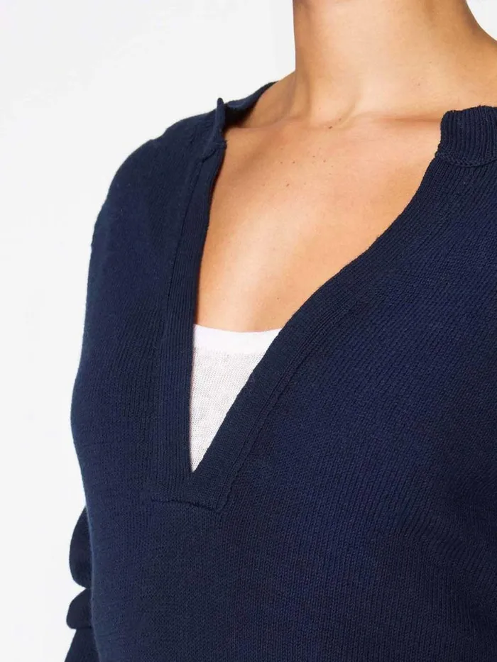 Shop Brochu Walker Sweaters The Roan Layered Henley Hale Navy With White