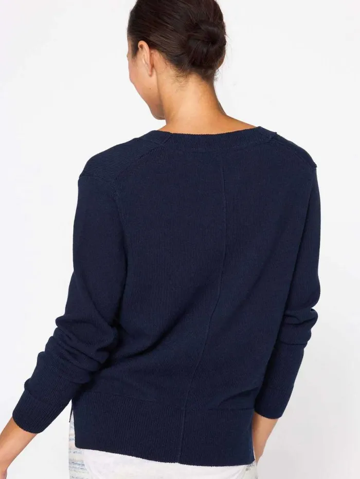 Shop Brochu Walker Sweaters The Roan Layered Henley Hale Navy With White