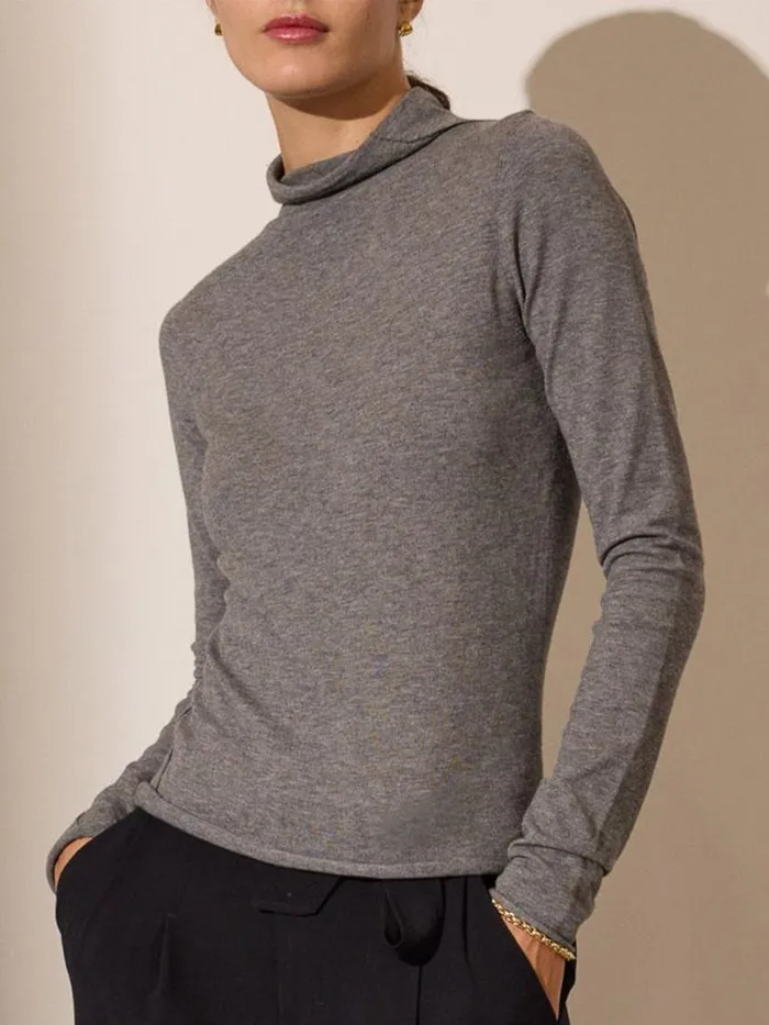Shop Brochu Walker Tops The Anika Mock Neck Top Steel Mlange