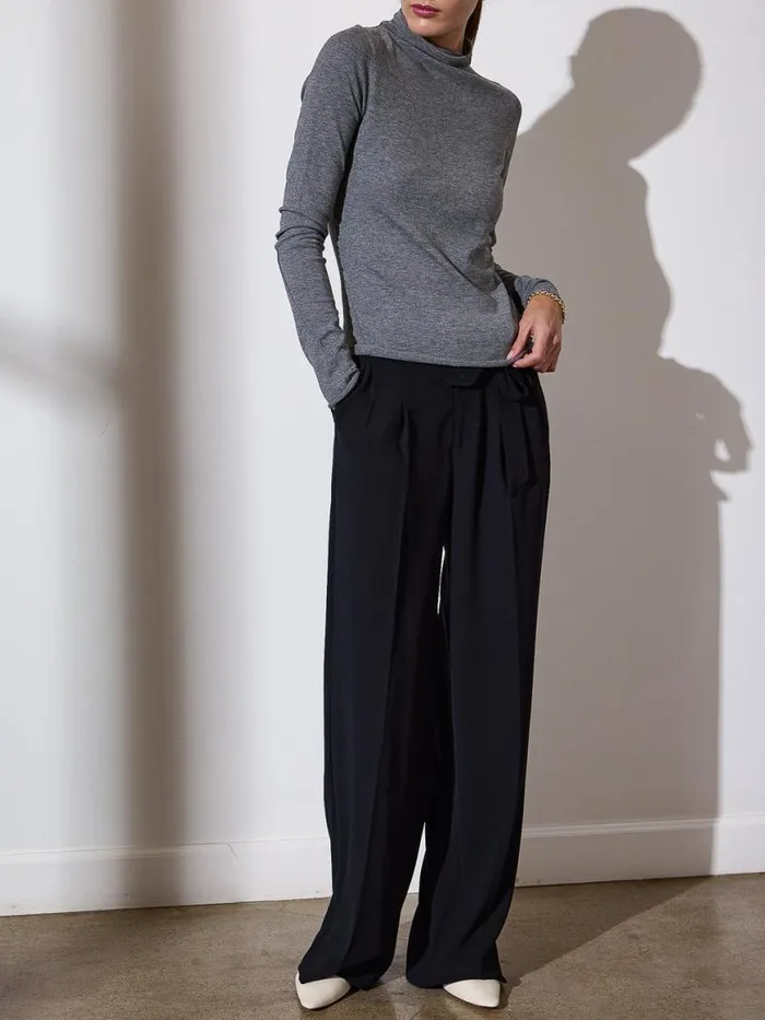 Shop Brochu Walker Tops The Anika Mock Neck Top Steel Mlange