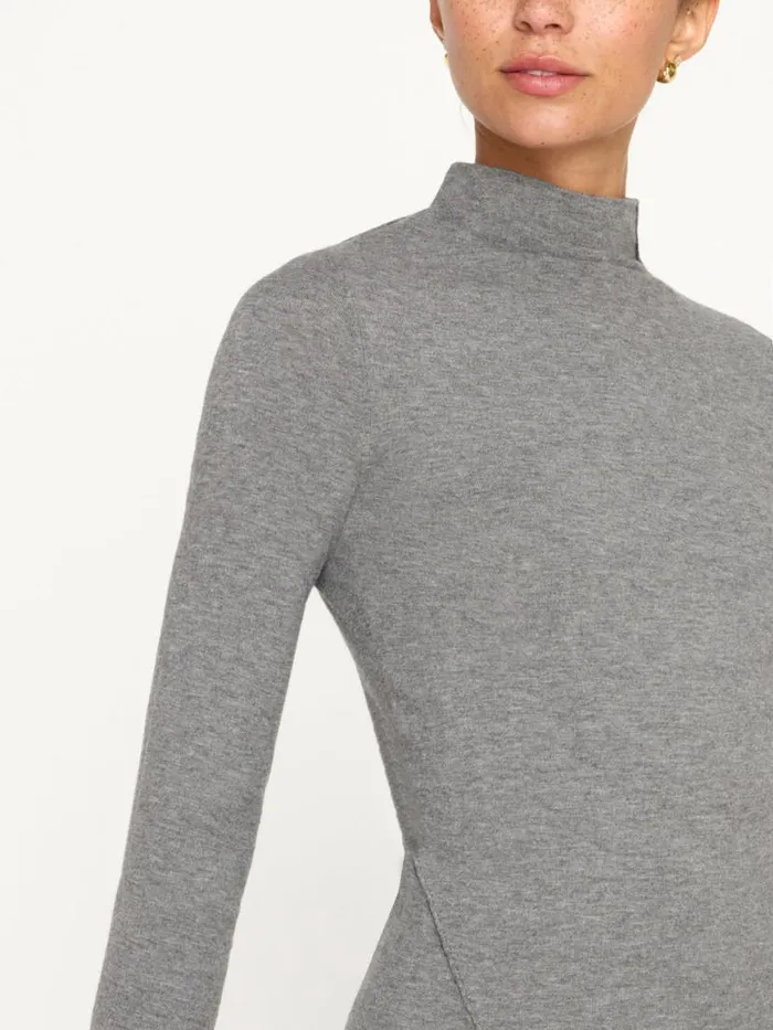 Shop Brochu Walker Tops The Anika Mock Neck Top Steel Mlange