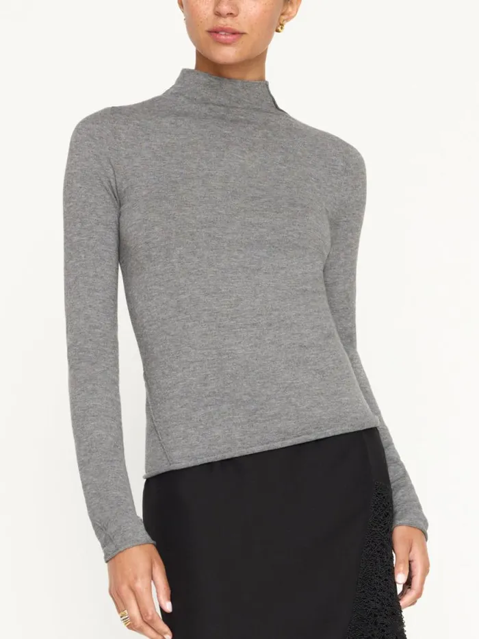 Shop Brochu Walker Tops The Anika Mock Neck Top Steel Mlange