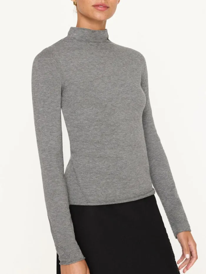 Shop Brochu Walker Tops The Anika Mock Neck Top Steel Mlange