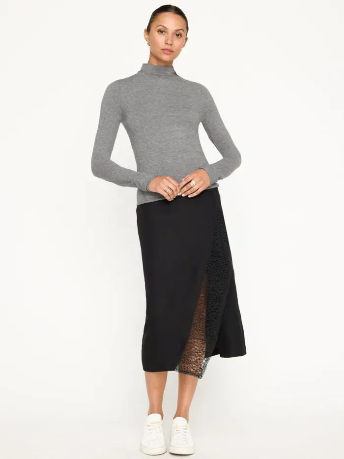 Shop Brochu Walker Tops The Anika Mock Neck Top Steel Mlange