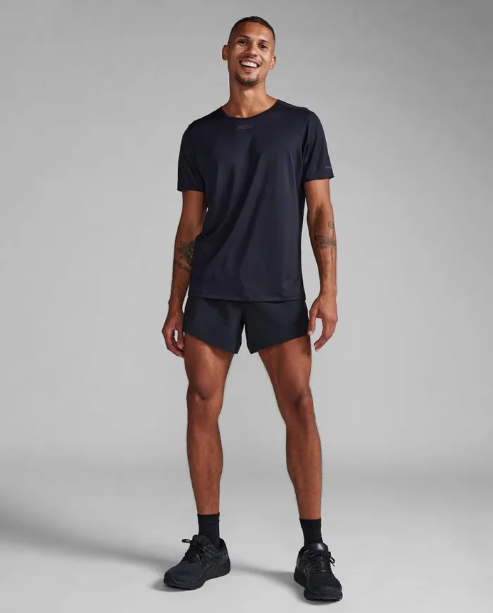 Short Sleeve Mens 2XU Light Speed Tech Tee Blackblack Reflective