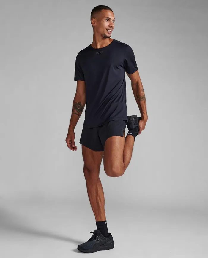 Short Sleeve Mens 2XU Light Speed Tech Tee Blackblack Reflective