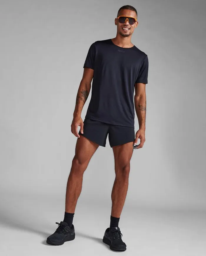 Short Sleeve Mens 2XU Light Speed Tech Tee Blackblack Reflective