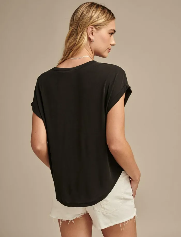 Short Sleeve Sandwash Dolman Tee 001 Lucky Black Women Lucky Brand Knit Tops