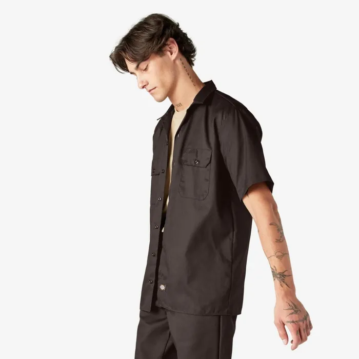 Short Sleeve Work Shirt Dark Brown Dark Brown db Men Dickies Work Shirts Short Sleeve Work Shirt Dark Brown Dark Brown db Men Dickies Work Shirts