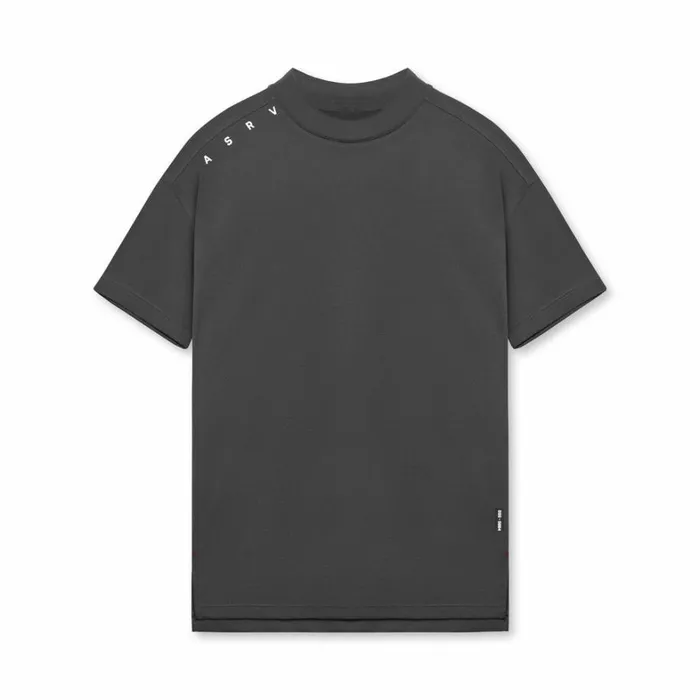 Short Sleeves Men ASRV Core Mock Neck Tee Space Grey