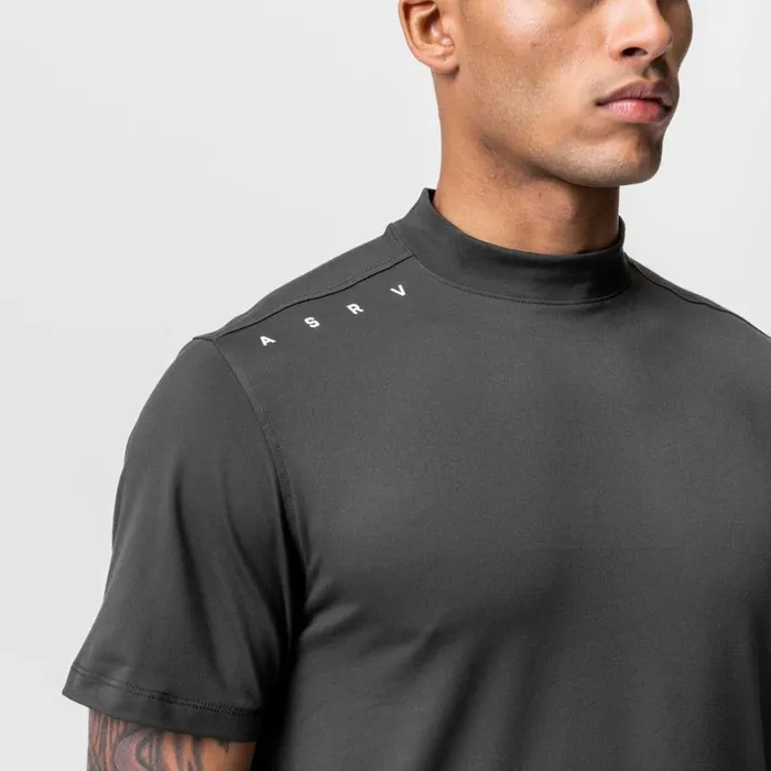 Short Sleeves Men ASRV Core Mock Neck Tee Space Grey
