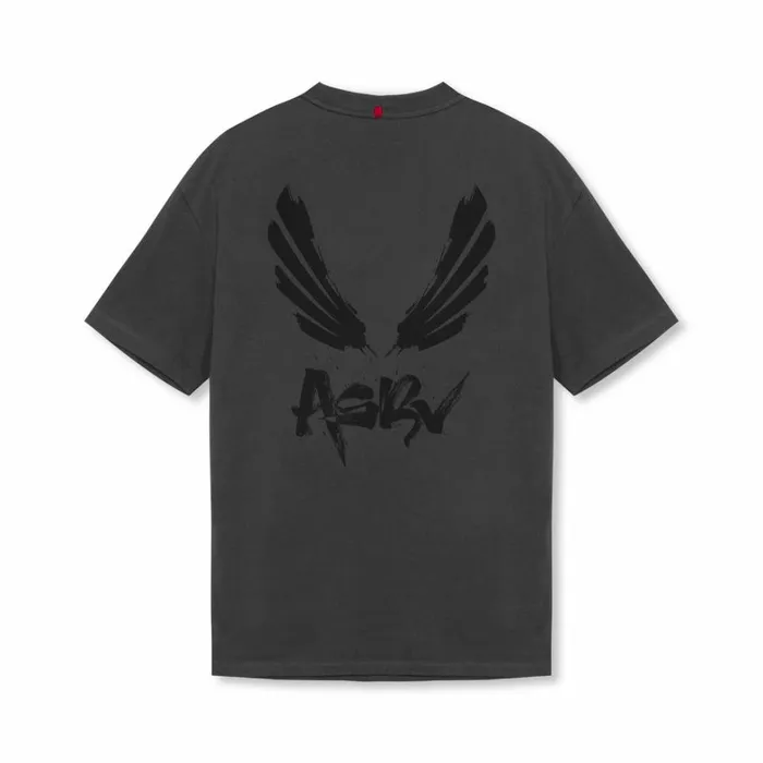 Short Sleeves Men ASRV Tech Essential Relaxed Tee Space Greyblack 034brush Wingsasrv034