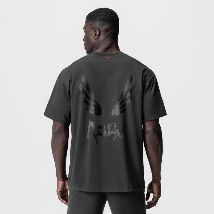 Short Sleeves Men ASRV Tech Essential Relaxed Tee Space Greyblack 034brush Wingsasrv034