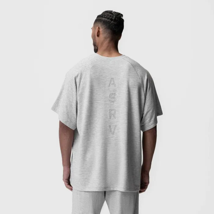 Short Sleeves Men ASRV Waffle Knit Oversized Tee Heather Grey