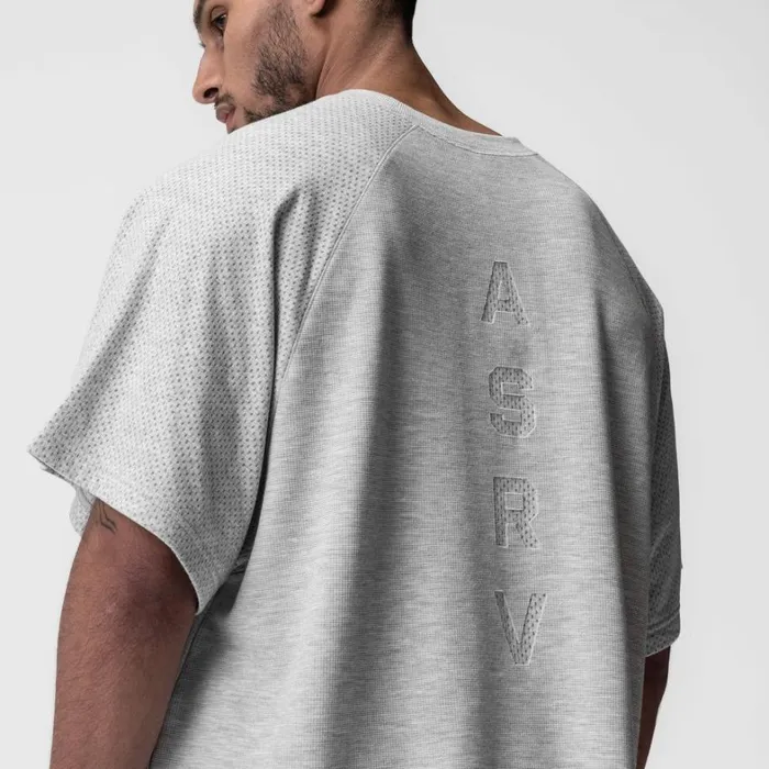 Short Sleeves Men ASRV Waffle Knit Oversized Tee Heather Grey