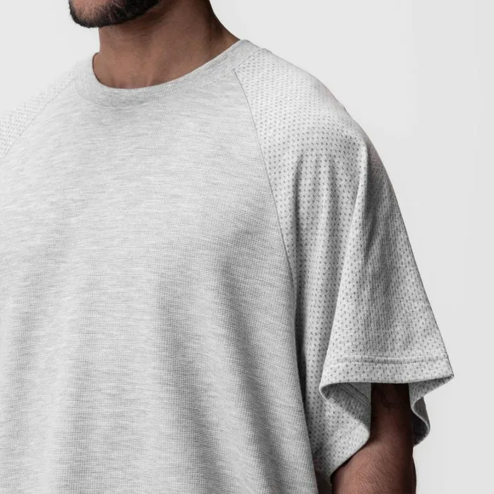 Short Sleeves Men ASRV Waffle Knit Oversized Tee Heather Grey